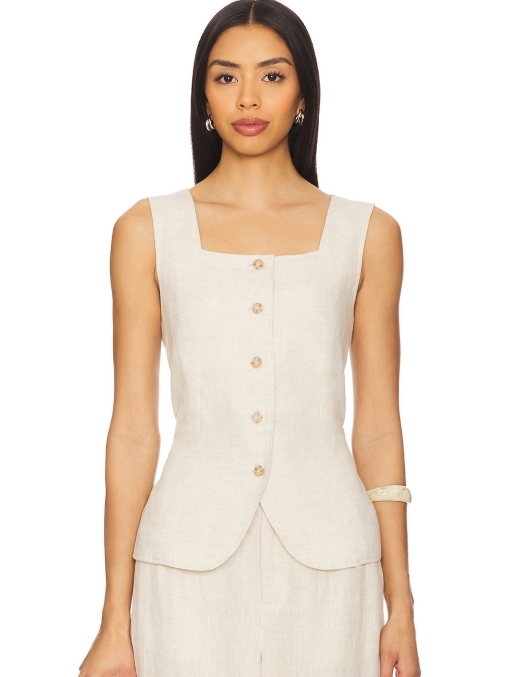 Sanctuary Sleeveless Belted Top in Natural Beige